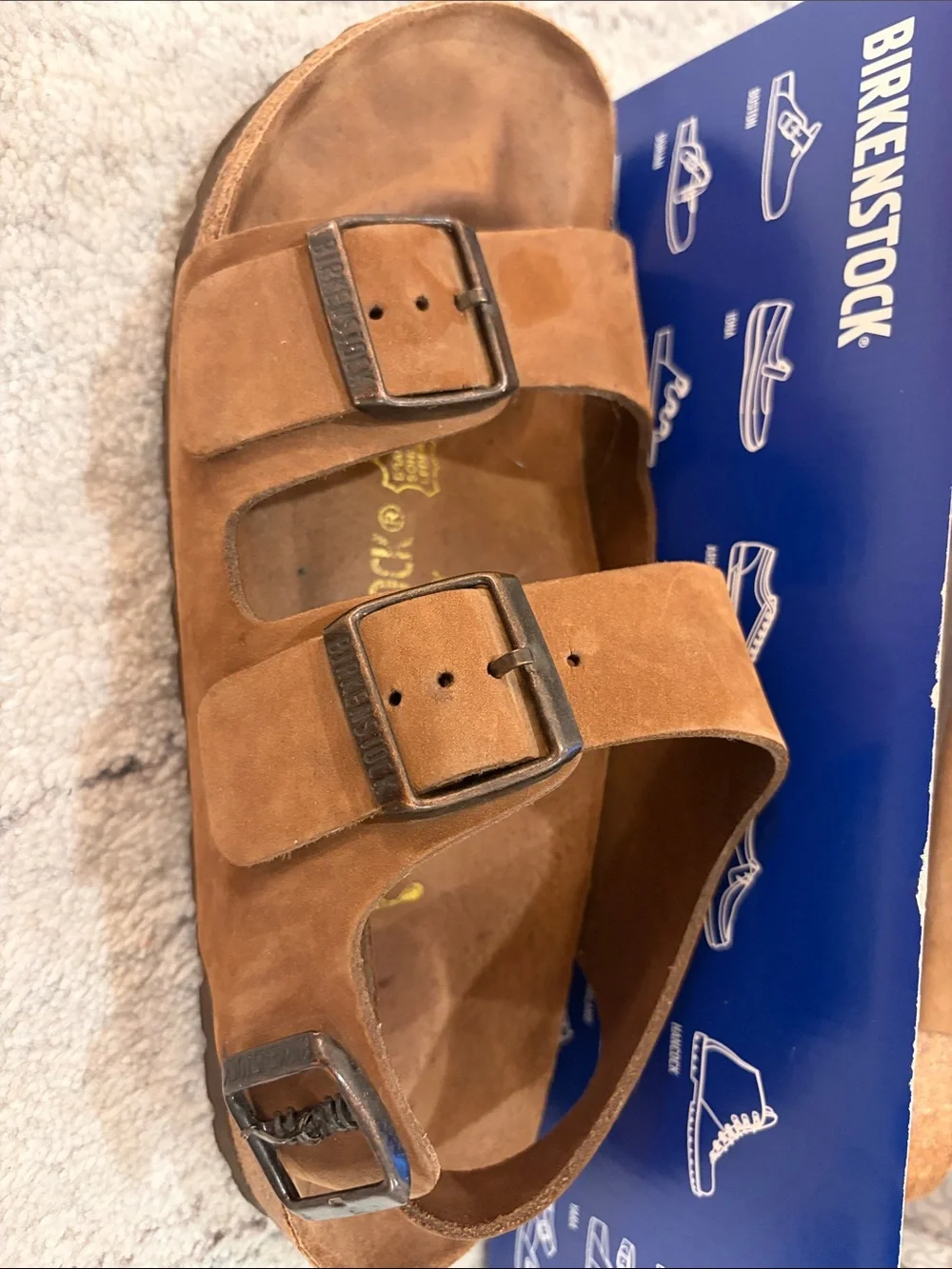 Birkenstock Tan/Brown Suede Sandals with back strap (Milano) size 40 narrow